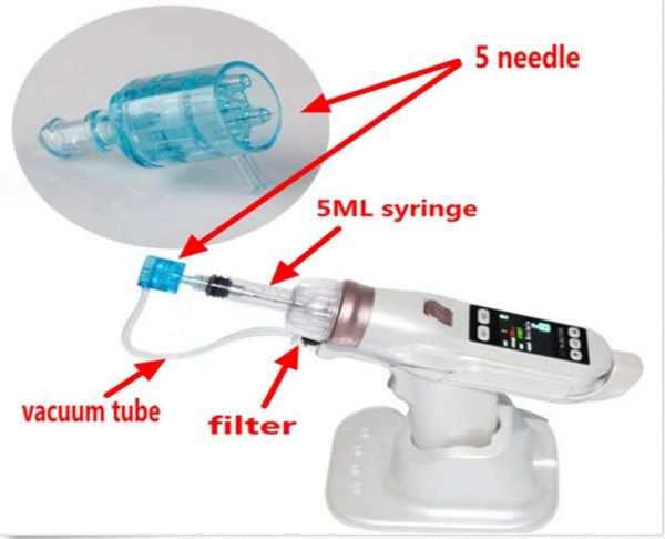

ez needle vacuum tube filter and syringe for mesotherapy mesogun microneedle system water meso injection gun face whitening8229964, Black;white