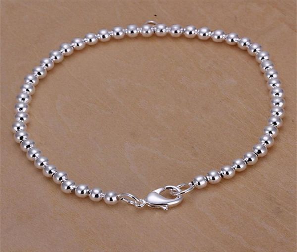 

10pcs lot whole 925 sterling silver plated 4m bead bracelet lknspch198284y9621043, Black