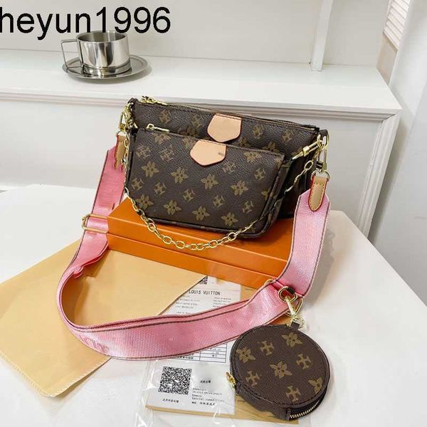 

three piece set women shoulder flowers designers hand bags crossbody purse wallet mahjong leather shopping street bag multifunctional super