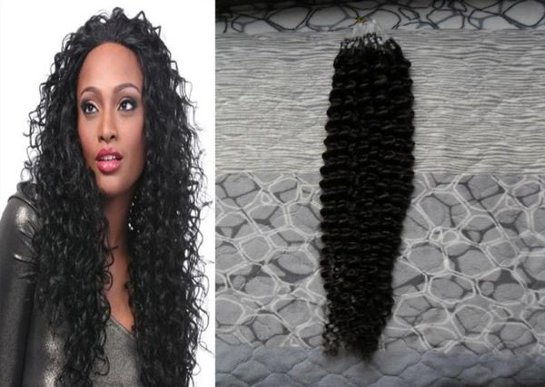 

curly mirco loop ring 100 remy human hair extensions micro beads hair extensions 100g strands loop hair extensions 100g9349796, Black