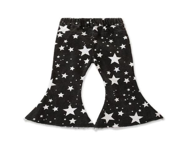 

holes ripped print star girl flare pants 2020 children toddler kids baby solid cute long denim bellbottomed trouser for clothes f6367456, Blue