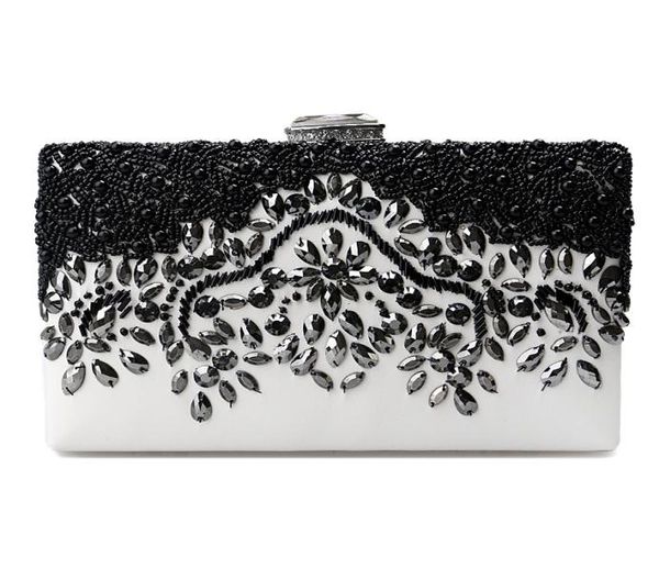 

new pu women embroidery evening black beaded wedding bridal handbags with shoulder purse clutch evening bags3964273