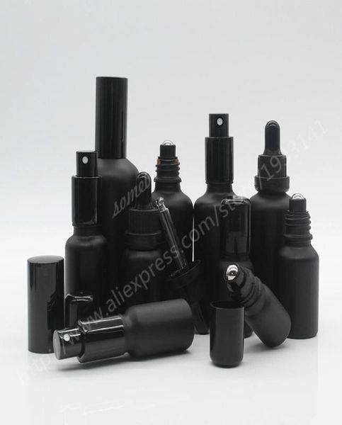 

5ml10ml15ml20ml30ml50ml100ml frosted black glass dropper bottle glass bottle with roll onmatt black glass sprayer bottle 29032266