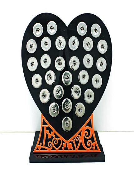 

brand new 18mm snap button display stands fashion black acrylic heart with letter interchangeable jewelry display board1857203