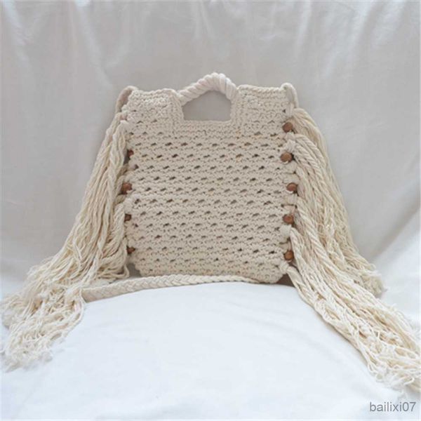

other bags rope het handbag long tassel shoulder bag knitting purses beaded tote square beach bags for women 2023, Black;red