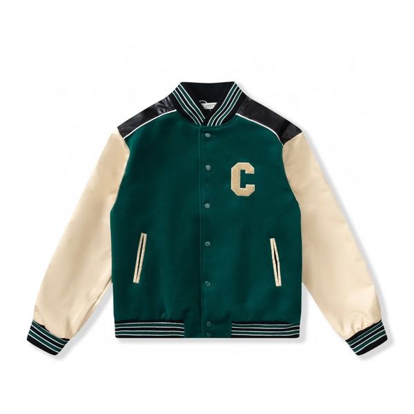 

2023 mens designer jacket men coats flight jacke baseball uniform letter c embroidery pu leather comfortable pearl clasp fashion men's, Black