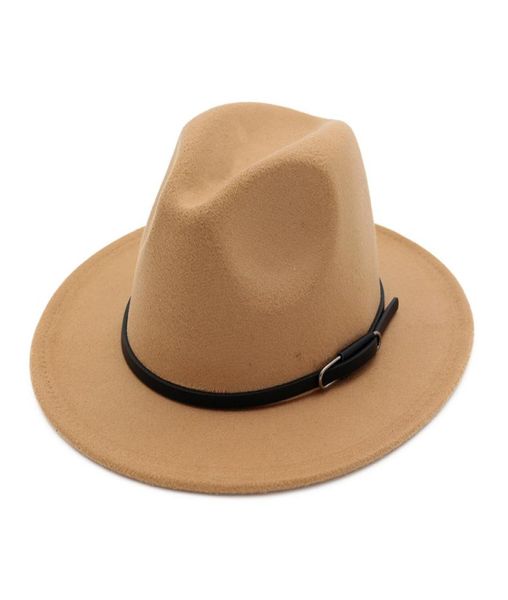 

classic belt buckle decor women wool felt fedora wide brim jazz hats ladies panama formal hat carnival fascinator hats1806733, Blue;gray