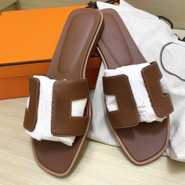 

sandals classics flat heel summer beach slippers lazy designer fashion cartoon big head flops leather lady slides real leather women shoes w, Black