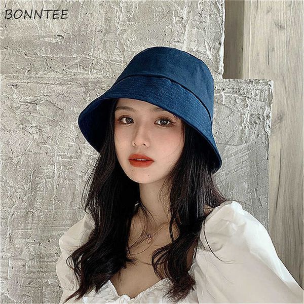 

wide brim hats bucket hats women neutral leisure outdoor beach trendy aesthetic bf fisherman dents caps female sun-proof campaniform aa23052, Blue;gray