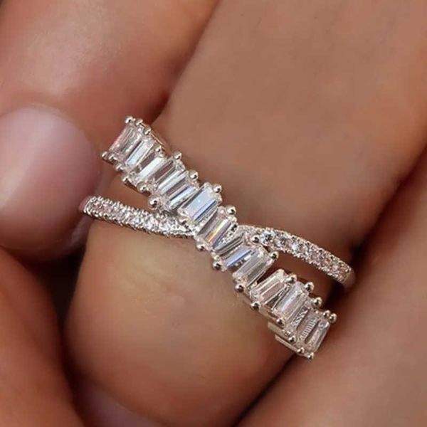 

band rings huitan fashion cross design finger ring for women modern design new wedding bands female rings party statement jewelry anillos aa, Silver