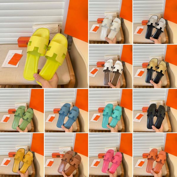 

women oran sandal luxury designer sandals mules femmes h letter leather lady paris flat shoes white summer beach casual slides, Black