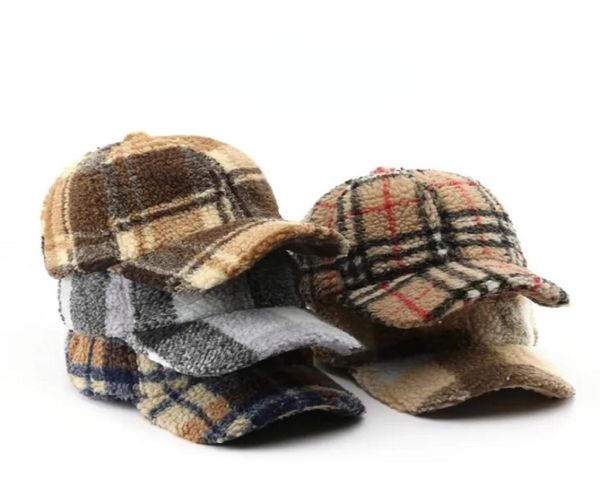 

lambswool women039s baseball cap men039s cap for female plaid thickened winter cold sports7237080, Blue;gray