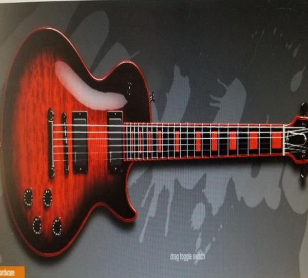 

promotion quilted maple crimson red window burst electric guitar ebony fingerboard red binding red inlay spider serial num9047819