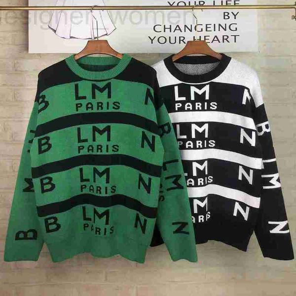 

men's t-shirts designer new jacquard letter knitted sweater in autumn / winter 2022acquard knitting machine custom jnlarged detail crew, White;black