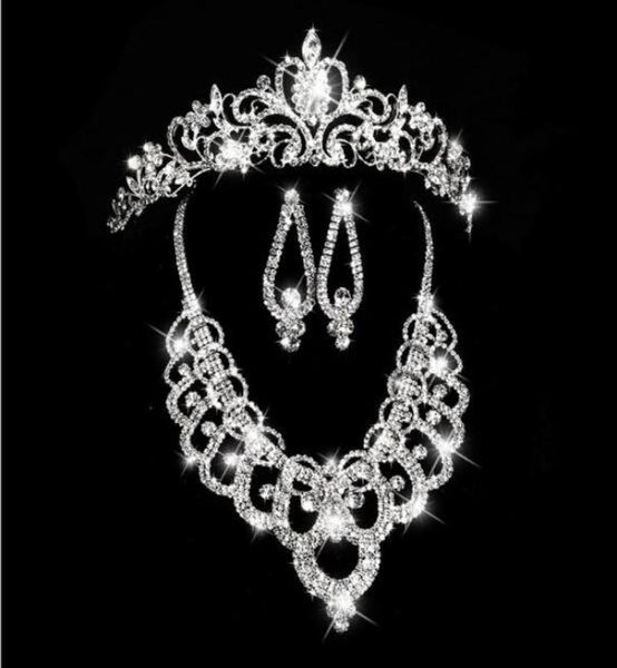 

2019 s bridal crowns accessories tiaras hair necklace earrings accessories wedding jewelry sets fashion style bride8882174, Silver
