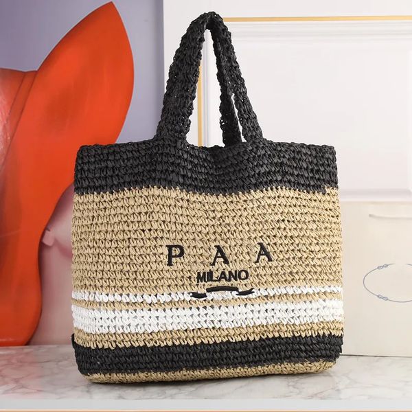 

fiber tote bag summer designer weave bag women shoulder handbags fashion lafite grass rattan hollow out travel beach totes purse large backp