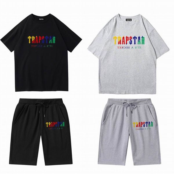 

mens tshirts summer trapstar printed cotton tshirt shorts streetwear tracksuit sportswear trapstar t shirts and suits fashionables, White;black