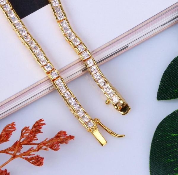 

fashion iced out square cz cubic zirconia hip hop tennis necklace 4 6 mm full diamond miami rapper choker chains jewelry gifts wh7382375, Black