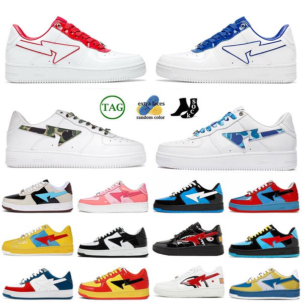 

luxury stas sk8 sports designer casual shoes sneakers sta sk8 platform womens mens fashion patent leather black abc camos blue color camo co