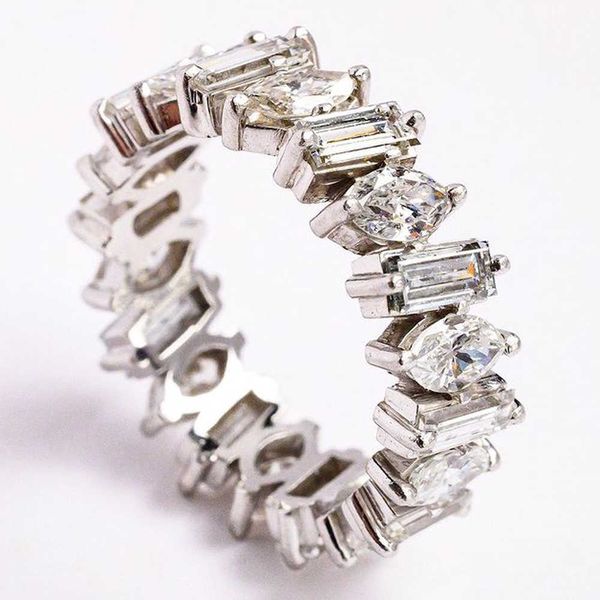 

band rings huitan luxury women's promise rings micro paved cubic zirconia bling engagement wedding rings fashion jewelry wholesale aa23, Silver