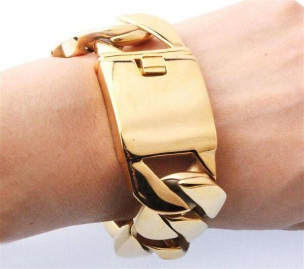 

gnayy jewelry large 316l stainless steel jewelry gold miami cuban curb chain bracelet bangle heavy huge 26mm 23cm 9 inch mens c1903713727, Black