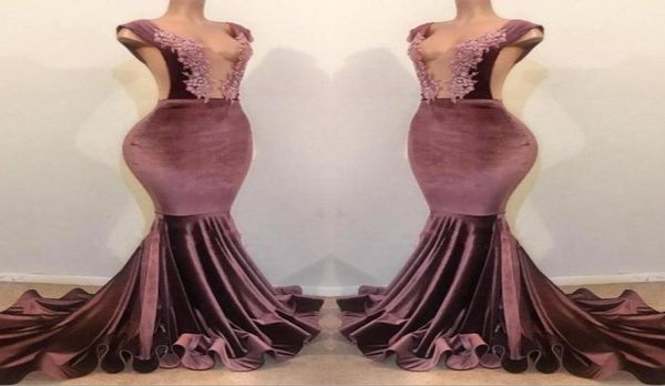 

velvet lace beaded mermaid prom dresses charming v neck backless sheath formal party gown evening pageant dresses2754455, Black
