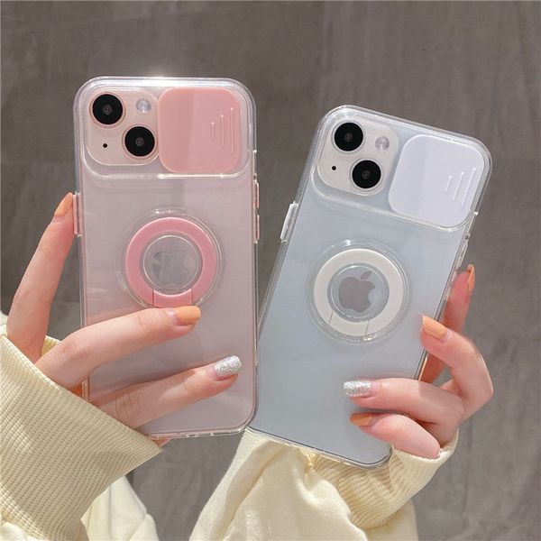 

iphone 13 pro max ring holder phone case slide lens protection clear case for iphone 14 13 12 11 pro max xr xs max capa