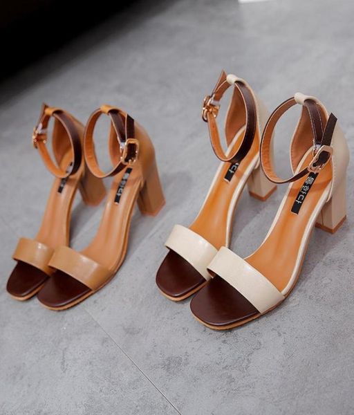 

summer women mid heels sandals open toe women039s sandals thick heel women shoes korean style gladiator shoes9220658, Black
