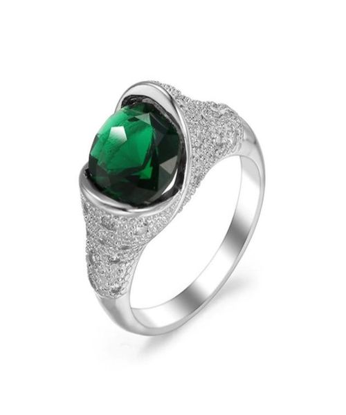

luckyshine 3 pcslot xmas jewelry holiday party gift fire green cubic zirconia gemstone 925 sterling silver plated women wedding r5456869, Golden;silver