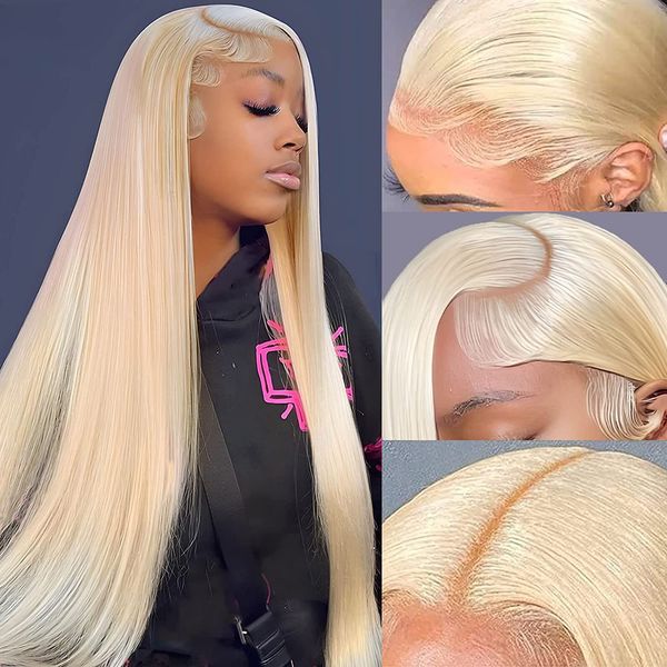 

blond lace frontal wig human hair straight 180% density 13x4 hd transparent lace front wigs 4x4 lace closure wig for women, Black;brown
