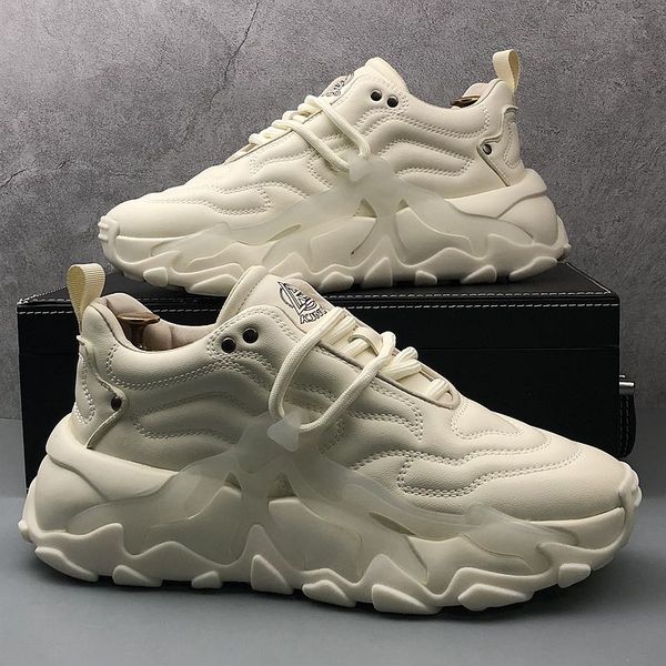 

british designer dress wedding party shoes comfortable breathable sport causal sneakers thick bottom business leisure driving walking loafer, Black