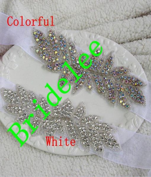 

2020 trendy fashion white rhinestone wedding dress sash handmade colorful beads crystal bridal belt ribbon9892287