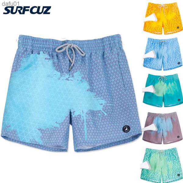 

men's shorts surfcuz color-changing swim trunks summer magical beach swimwear temperature-sensitive quick dry color change mens swim sh, White;black