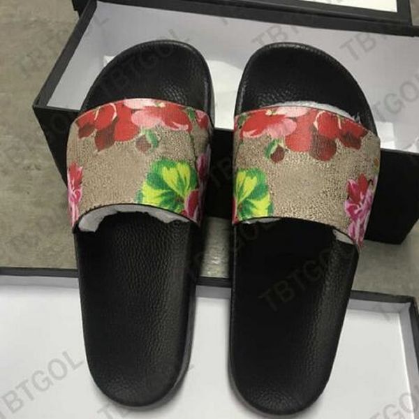 

eur35-46 women men rubber slide slipper sandals designer slides causal non-slip slides summer flip flops outdoor flower platform slippers si, Black