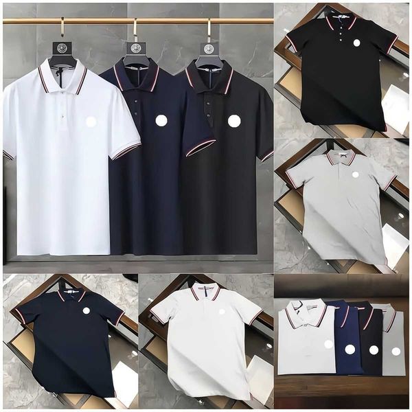 

designer monclair t shirt mens frence brand polo shirts women fashion embroidery letter business short sleeve calssic tshirt ha01, White;black