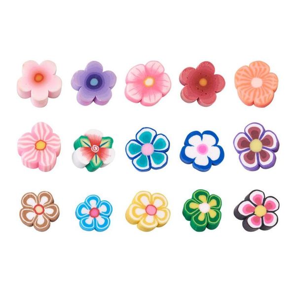 

200pcsset mixed flowers polymer clay cabochons no hole loose beads for diy handmade jewelry making scrapbooking decoration8782064, White