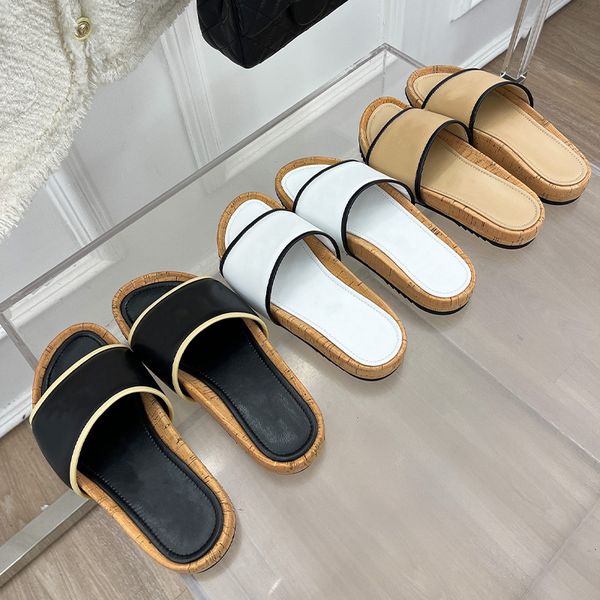 

beach sandals new lazy slippers designer slide original mold-opening rubber outsole western style does not procrastinate designer flat woman, Black