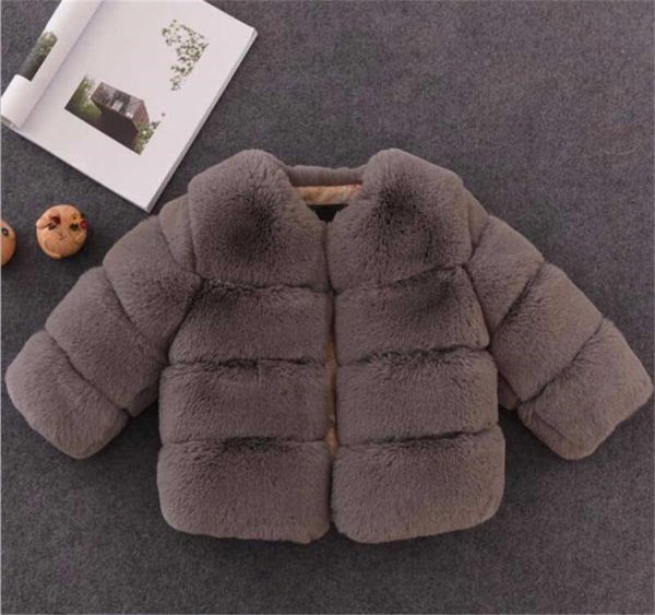 

girls fur jacket for children clothes 2021 new baby kids jackets warm thicken coat solid color boys faux fur outwear coat y081635493, Blue;gray