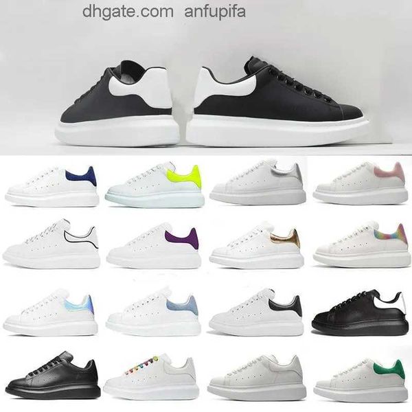 

2023 with box shoes designer men women womens leather lace up white mens espadrilles oversized flats platform ca mc queens mcqueens alexande, Black