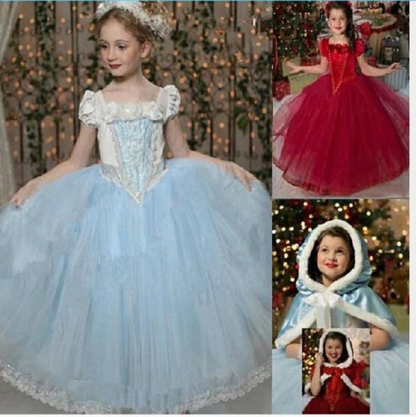 

baby girl tutu lace ruffled frozen dress with hoodie cape poncho fleece and lace princess puff shoulder christmas party dresses ba6170388, Blue