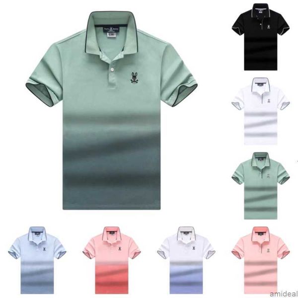 

psycho bunny polos shirts 2023 summer new tees men's t shirt skull rabbit polo short sleeve cartoon embroidery collar solid fashion bra, White;black