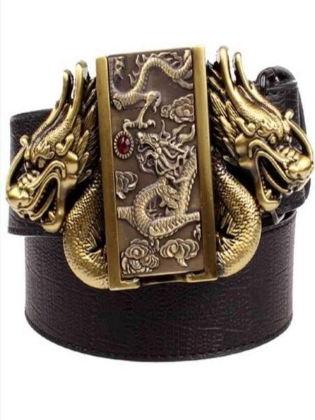 

double dragon genuine leather belt lighter metal plate buckle for zippo trading company98676737496084, Black;brown