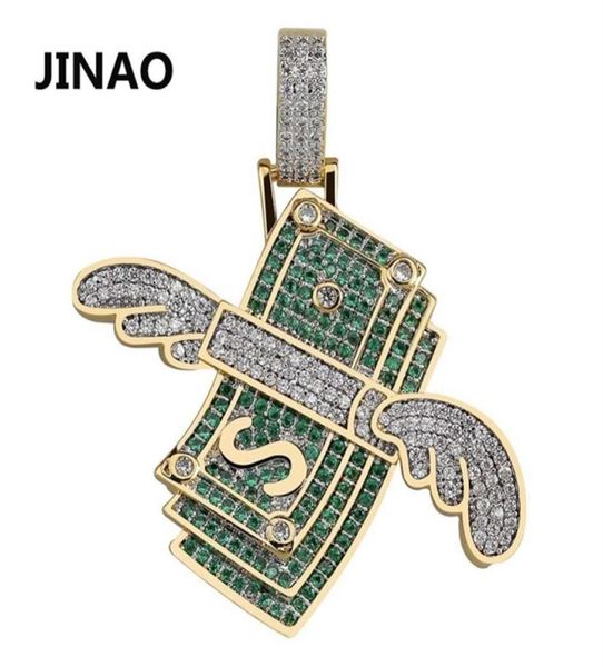 

jinao new money cubic zircon iced out chain flying cash hip hop jewelry pendant necklace necklaces for man women gifts 20101322378870294, Silver