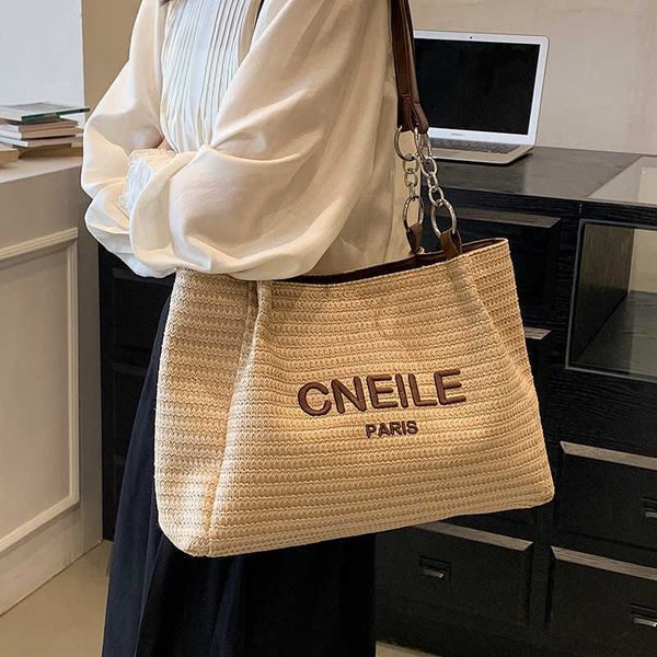 

grass woven bag for women with large capacity 2023 new summer versatile one shoulder beach bags shopping class commuting tote 230529