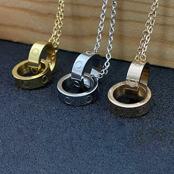 

pendant necklaces classic love c68 double ring pendant designer diamond necklace fashion womens gold silver torque with red box