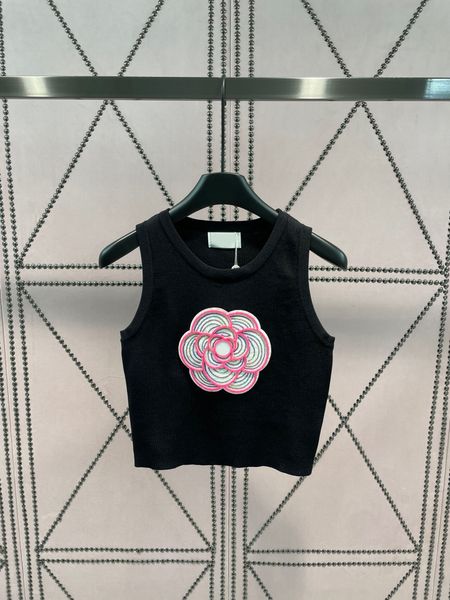 

women's o-neck tanks sweaters sleeveless knits 2023 fashion flower short summer women casual tees, White