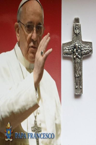 

new arrival 316l stainless steel papa pope francis pectoral cross crucifix pendant necklace blessed by pope francis1218195, Silver