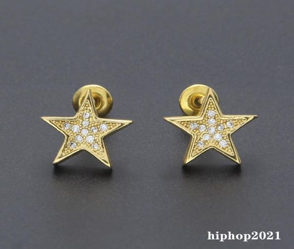 

mens hip hop stud earrings jewelry new fashion gold silver fivepointed star earrings for men4516370, Golden;silver