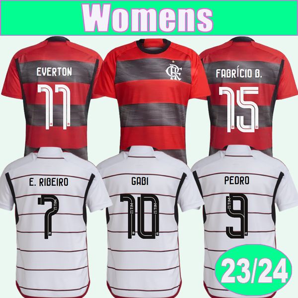 

23 24 flamengo gabi pedro women soccer jerseys e.ribeiro de arrascaeta everton matheuzinho home away football shirts uniforms, Black;yellow