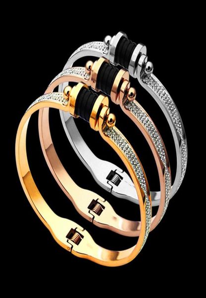 

wholesal designer jewelry women bracelets bangles men rose gold silver love bracelets for women with crystal bangles gifts jewelry8515075, Black